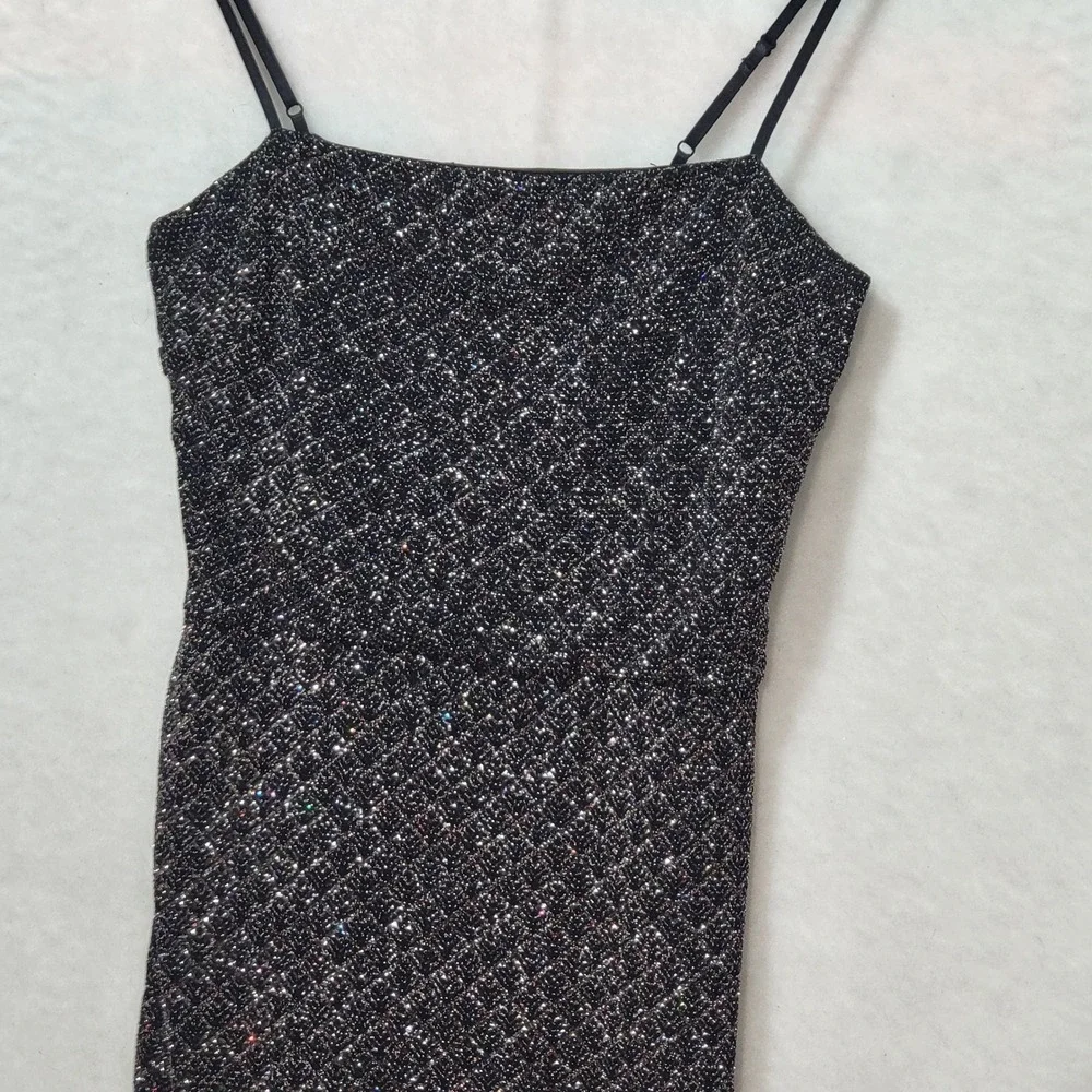 Altar'd State Black Multi Color Glitter Metallic Mini Bodycon Dress‎ Small